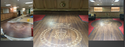 Queen Elizabeth Aircraft Carrier Wardroom flooring installation